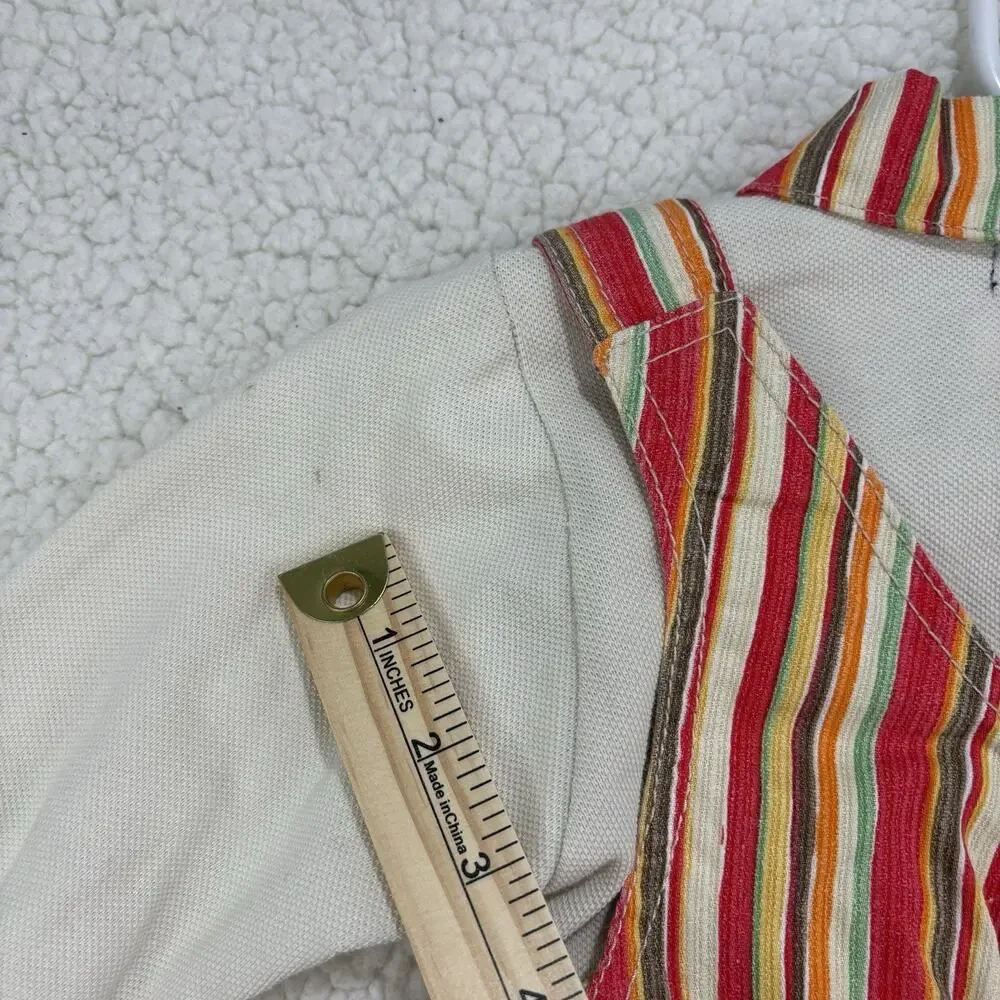 Vintage Striped‎ Hippie Boho Overalls Shortalls Set Flower Baby Girl 90s Y2K